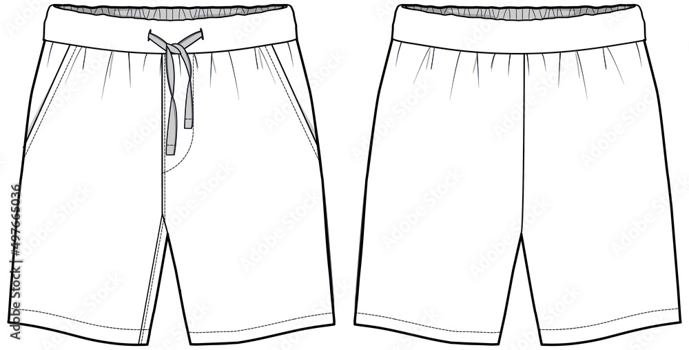 men and women unisex casual shorts with drawstring front and back view ...