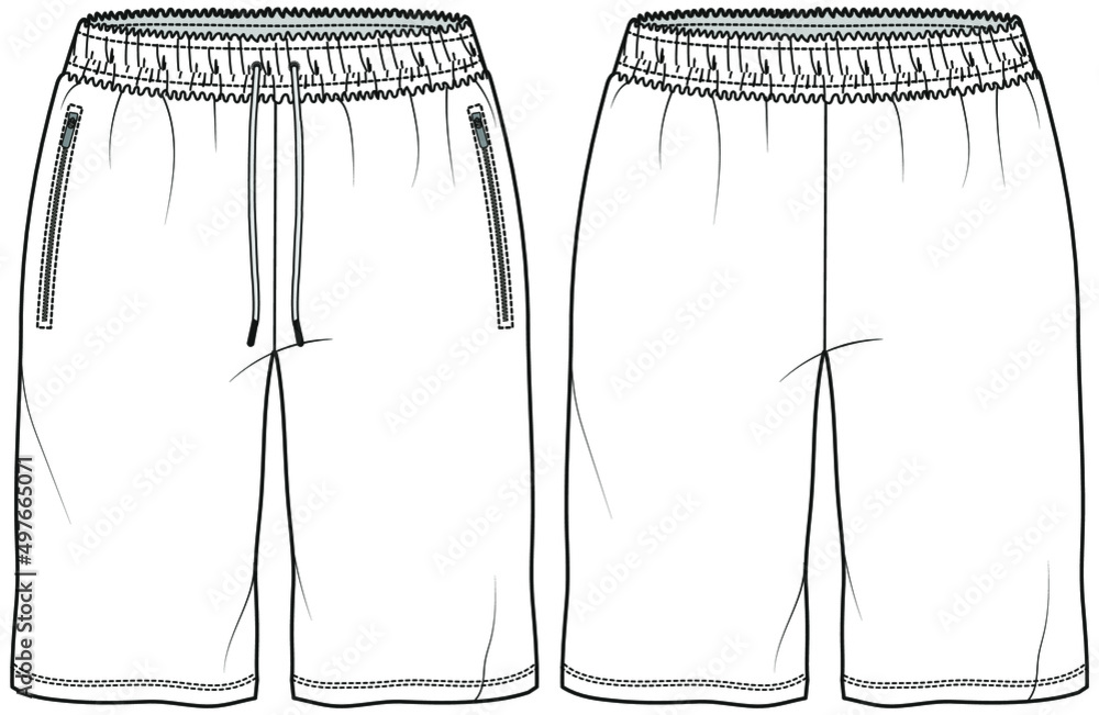 Short pants fashion flat sketch vector template Stock Vector | Adobe Stock