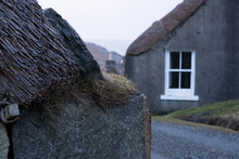A Thatch Roof On A Historic Building. Scotland