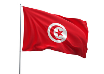 Tunisia Flag 3d illustration of the waving national flag with a white isolated background