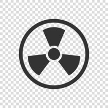 Nuclear Radiation Icon In Flat Style. Radioactivity Vector Illustration On White Isolated Background. Toxic Sign Business Concept.