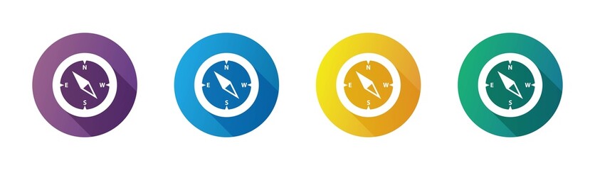 Wall Mural - Vector gradient compass icon set with shadow. Set of vector compass icons.