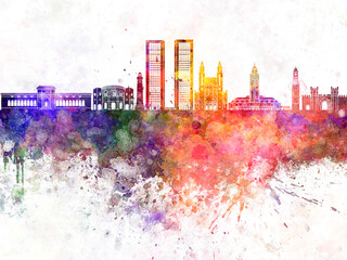 Sticker - Casablanca skyline in watercolor background