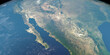 Baja California peninsula in earth planet. Aerial view. 3d render