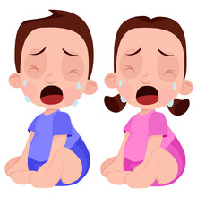 Two Babies Boy And Girl Crying