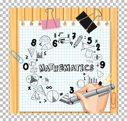 Wall Mural - hand writing math formula on wood board