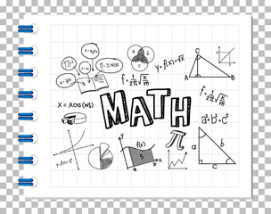 Wall Mural - Doodle math formula with Mathematics font on notebook