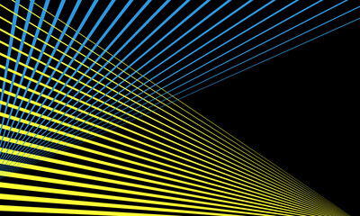 Aufkleber - Blue and yellow colors lines. Abstract art lines design background.