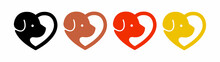 Dog Love Heart With Cute Puppy Face Vector Illustration. Best Used For Pet Care Clipart And Pet Friendly Logo Design.	
