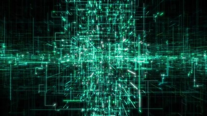 Wall Mural - abstract and flickering rectangle pattern floats and moves toward viewer then fades to black