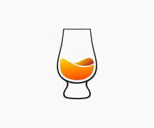 Whiskey Glass Logo Vector. Simple Illustration Of Whiskey Glass Vector Icon. Glencairn Whisky Glass.