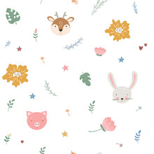 Cartoon Animal Head Pattern For Wrapping Paper