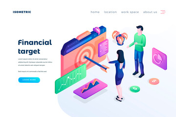 Wall Mural - financial target landing page vector template. business marketing website homepage interface idea wi