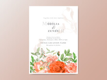 Beautiful Orange Flowers Wedding Invitation Card Template