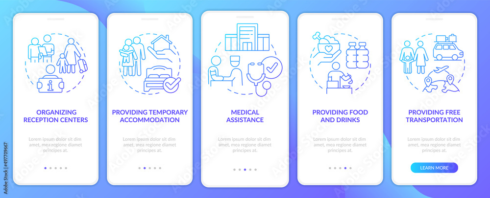 Vector de Stock Government initiatives blue gradient onboarding mobile ...