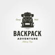 vector of backpack vintage logo symbol illustration design, adventure hiking logo design