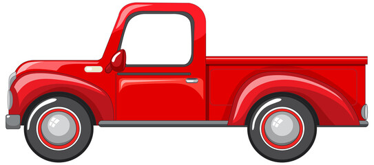 Sticker - Old red truck on white background