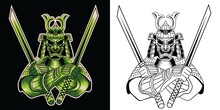Samurai Ninja Monster Mascot Esport Logo Design Illustrations Vector Template, Devil Ninja Logo For Team Game Streamer Banner Discord, Full Color Cartoon Style