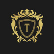© Виктория Суханова - Luxury monogram logo template vector object for logotype or badge design. Trendy vintage royal ornament frame illustration, good for fashion boutique, alcohol or hotel brand.