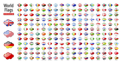 Wall Mural - Flags of the world - vector set of cloudy flags, glossy icons.