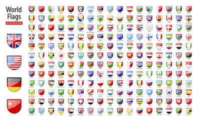 Wall Mural - Flags of the world - vector set of glossy, hemispherical icons.
