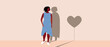 © Vikkymir Store - African Woman and Shadow of Heart as Concept of Love, Flat vector Stock illustration as Concept of Loneliness, Non-Reciprocal Love