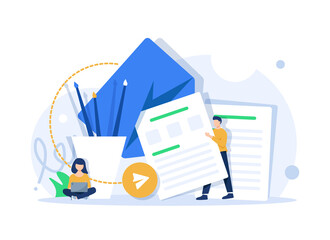 Wall Mural - email and messaging,email marketing campaign,working process, new email message,flat design icon vec