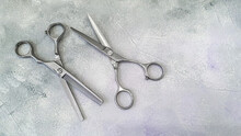 Special Hairdressing Scissors And Comb. Professional Equipment.