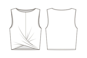 Fashion technical drawing of jersey croped top