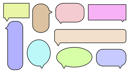 set of the cute colorful speech bubble, conversation box, message box, chatbox, speaking bubble