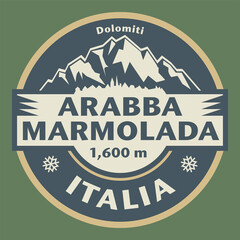 Wall Mural - Emblem with the name of Arabba - Marmolada, Italy