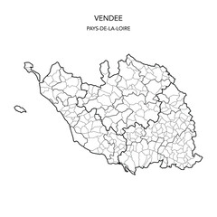 Wall Mural - Vector Map of the Geopolitical Subdivisions of the French Department of Vendée Including Arrondissements, Cantons and Municipalities as of 2022 - Pays De La Loire - France