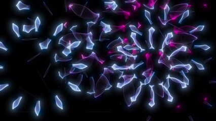 Wall Mural - animated video of glowing abstract spirals appear, evolve, then fade to black