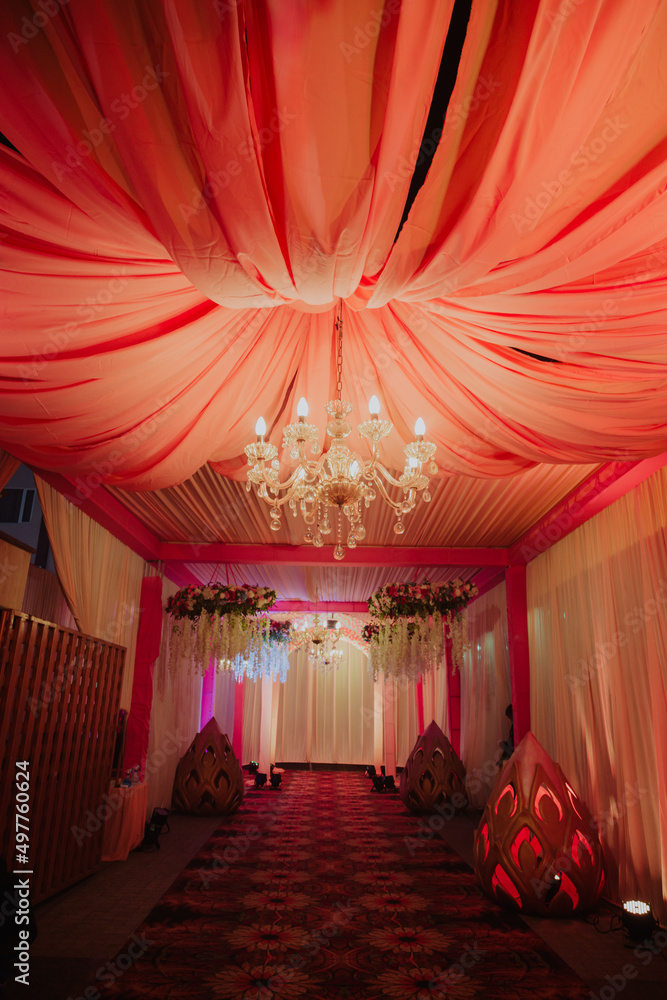 stage with red curtain