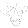 Continuous one line drawing of giraffe, Vector illustration line art.