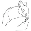 Continuous one line drawing of baby rabbit, Vector illustration line art.
