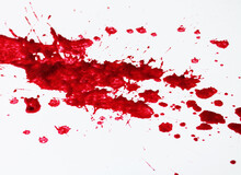 Red Blood Splatter On White Background