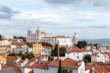 Wall Mural - Monastery of Saint Vincent de Fora and panoramic view of Lisbon city center, Lisbon, Portugal