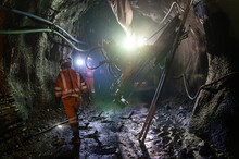 Mining Operator On Mining Machine, Underground Mine Mesh