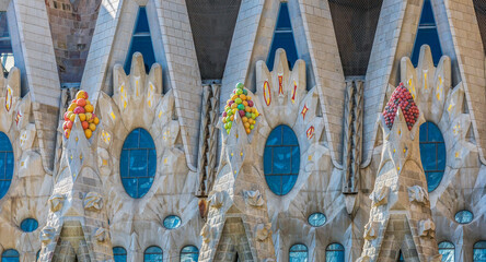 Exterior of the cathedral La Sagrada Familia, Antoni Gaudi, Barcelona, Catalonia, Spain