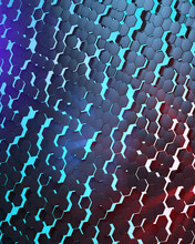 Abstract Technological Hexagonal Background. Ambiental Lighting. Blue Teal Red Lights. 3d Rendering