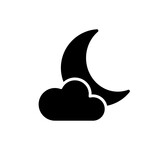 Fototapeta  - Księżyc schowany za chmurą , księżyc  zachmurzony ikona wektorowa