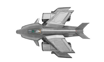 Wall Mural - super sonic space ship in white background top view