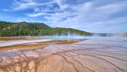  Red sand and blue hot water in Yellowstone