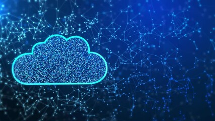 Digital Cloud Computing of cyber security, Data network protection Loop Animation. Global communication, information exchange, Business, technology, internet and networking concept