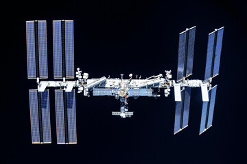 Wall Mural - iss on a dark background. elements of this image furnished by nasa