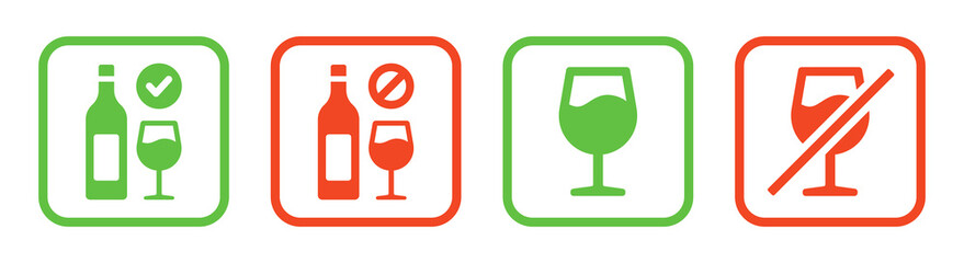 Wall Mural - Non alcohol sign and alcohol allow icon sign vector illustration.