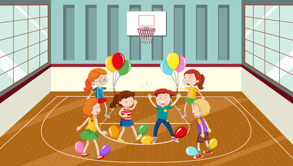 Poster - Kids doing physical activity with balloons