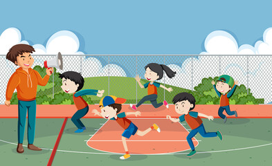 Poster - Kids playing red light green light game