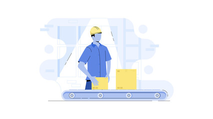 Flat illustration of a factory worker